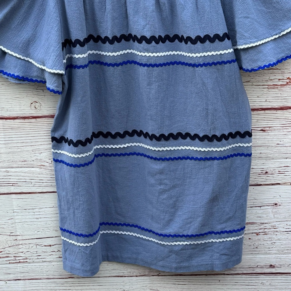 NWT Mud Pie Finnegan Ric Rac Dress in Stonewash Blue Sz L - Picture 11 of 16